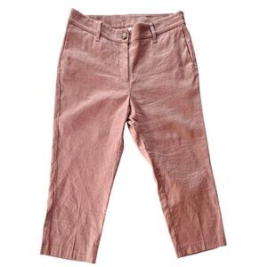 J Jill Womens Linen Stretch Crop Pants 8 PETITE Light Terra Cotta Rust